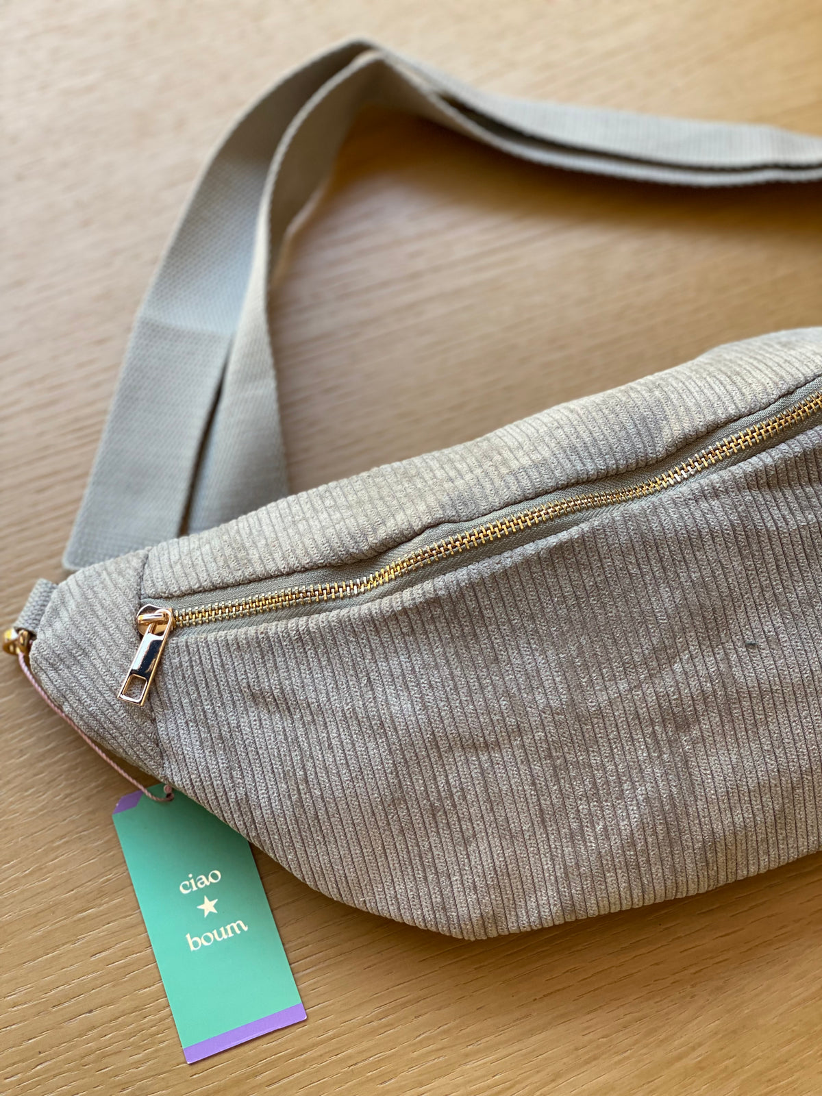 Sac banane XL velours côtelé Ciao Boum - IVY - Gris (20 coloris)