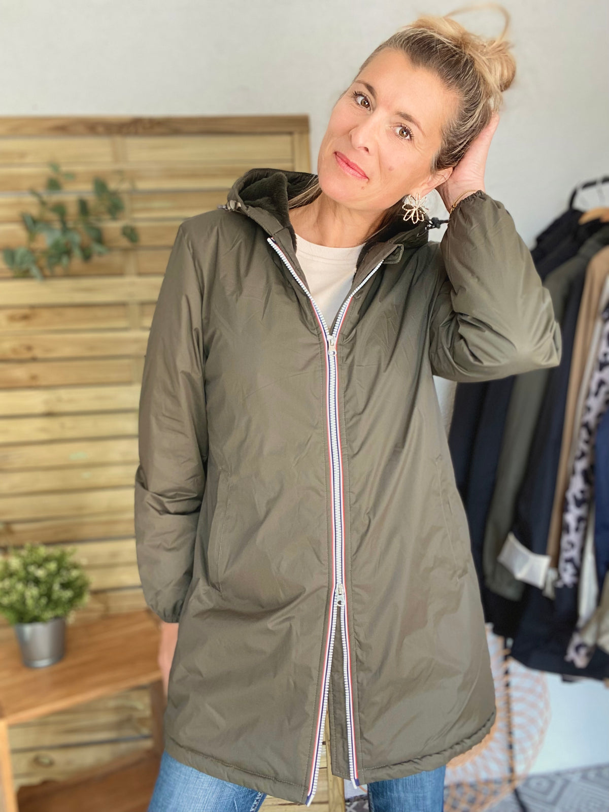 LAURA JO - Parka Imperméable LOUISE LONG fourré - Kaki