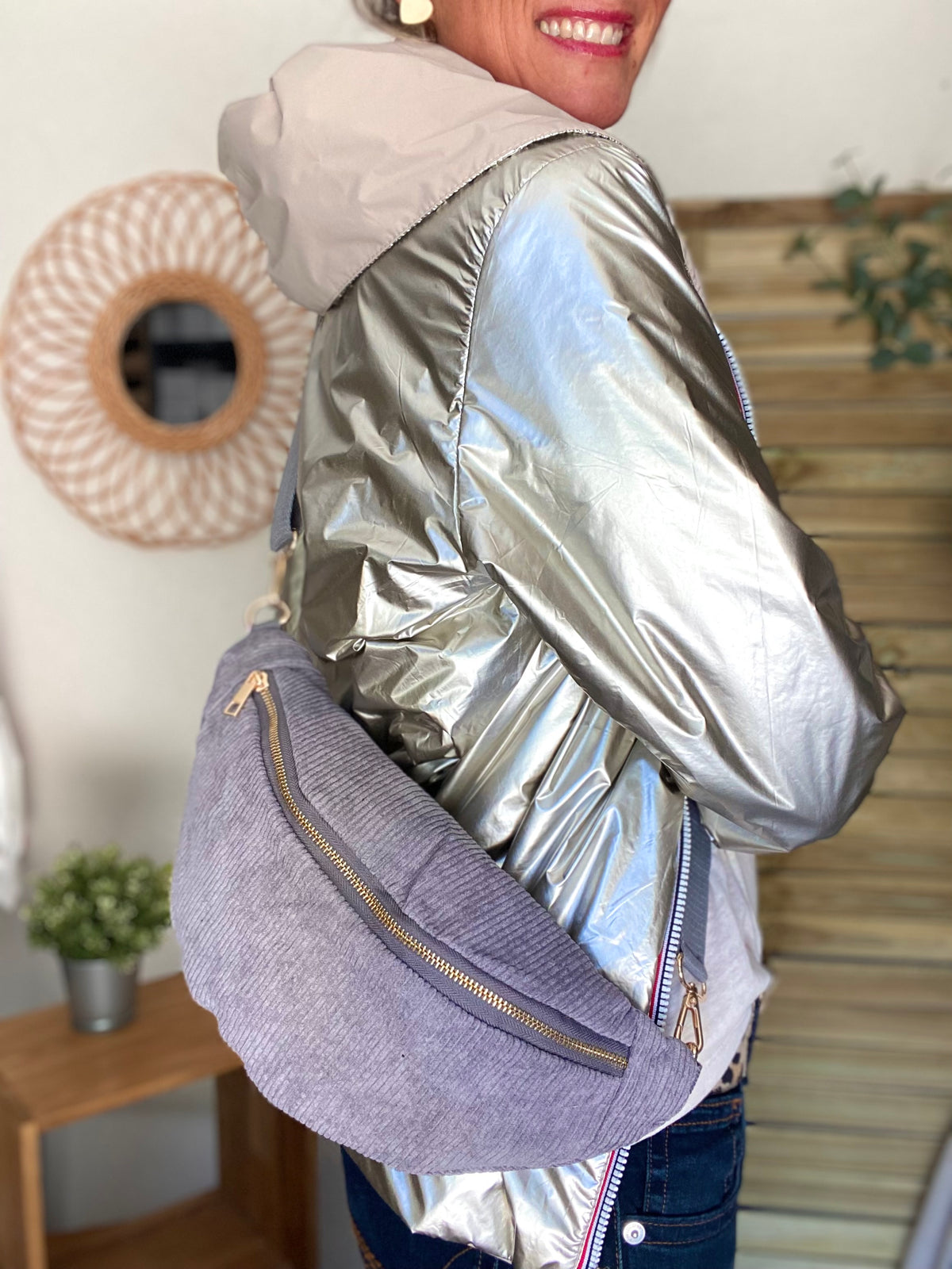 Sac banane XL velours côtelé Ciao Boum - IVY - Gris (20 coloris)