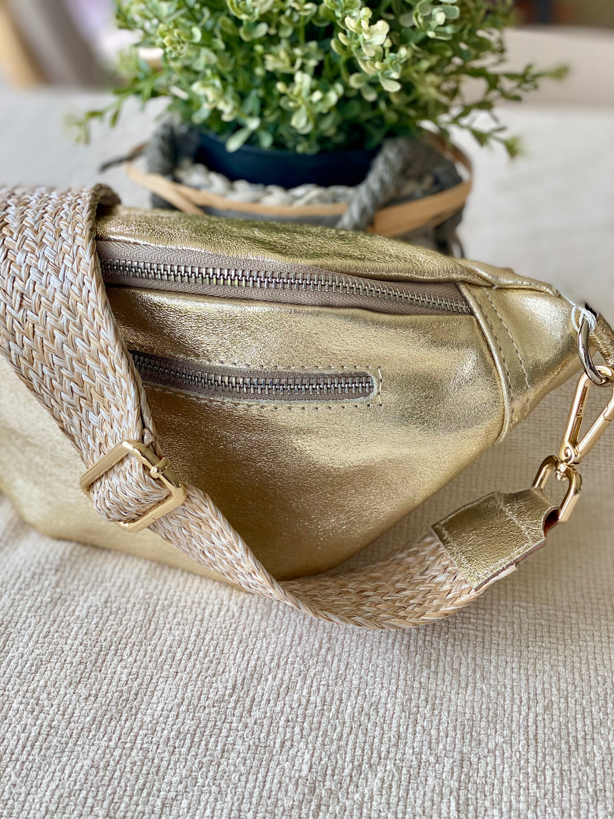 Sangle / Bandoulière pour sacs/ bananes - JENNA (effet paille)