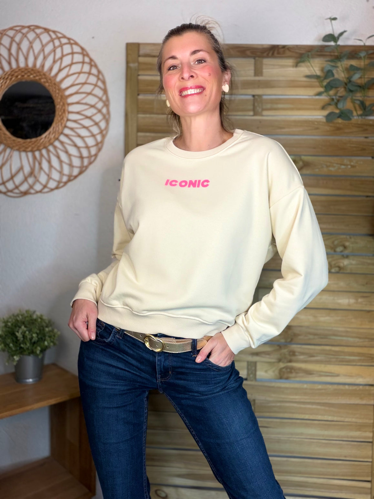 Sweat ICONIC COLINE - Beige clair