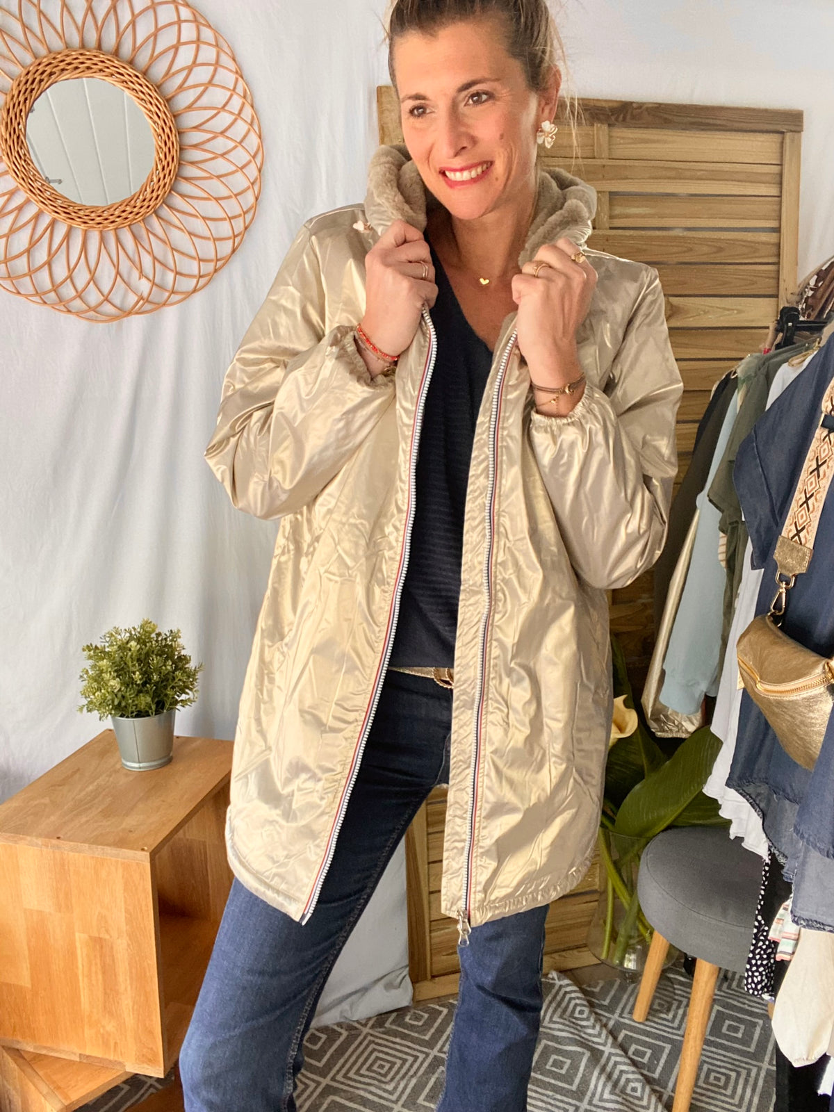 LAURA JO - Parka Imperméable LOUISE LONG fourré - Doré