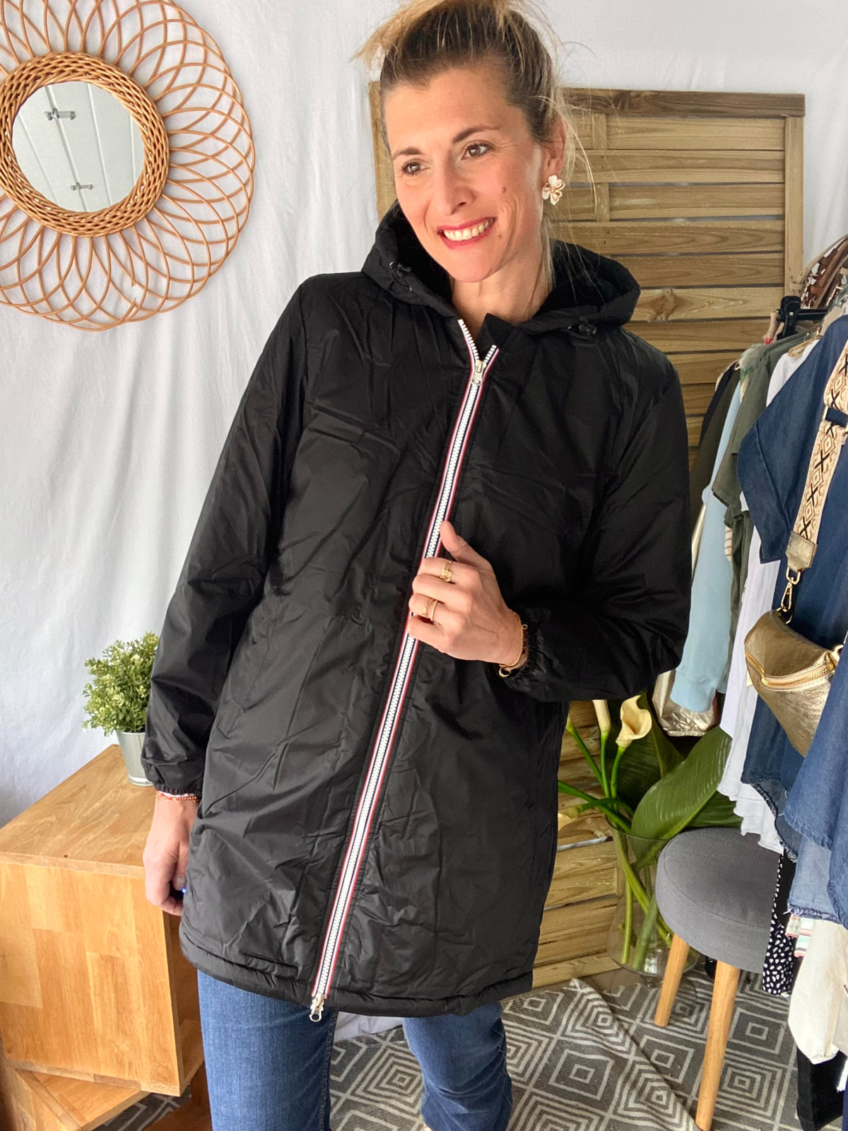 LAURA JO- Parka Imperméable LOUISE LONG fourré - Noir