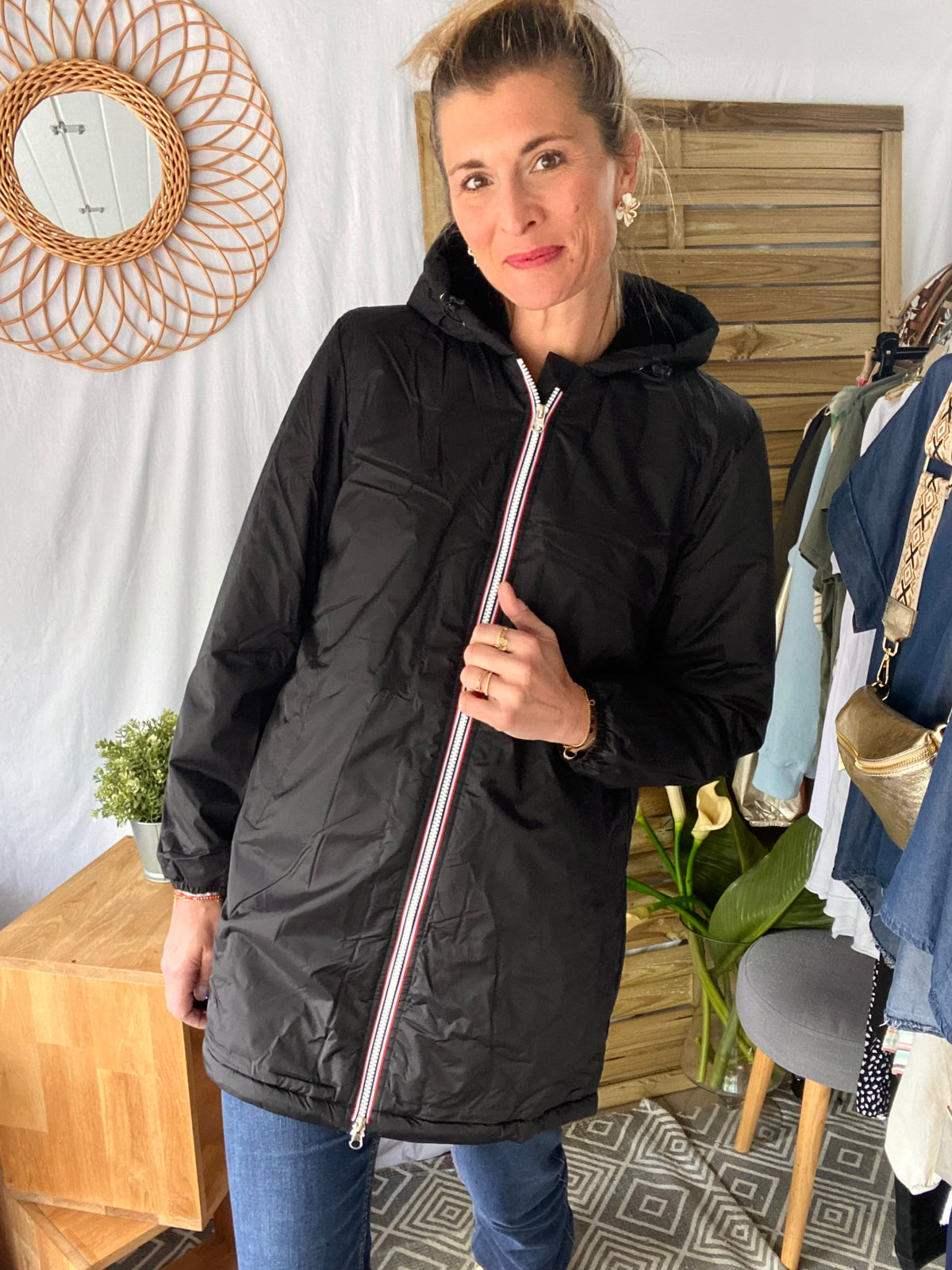 LAURA JO- Parka Imperméable LOUISE LONG fourré - Noir