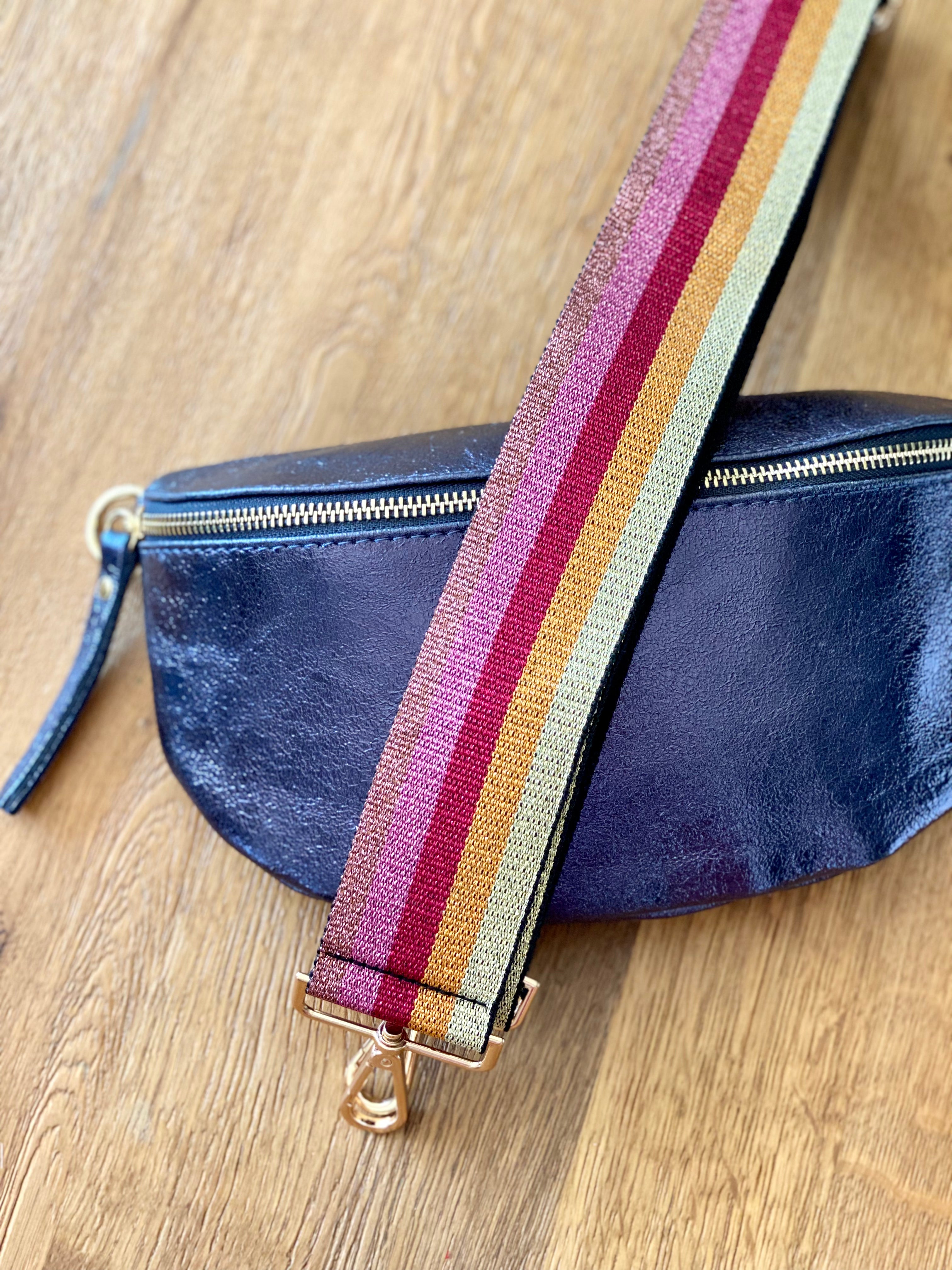 Sac banane en cuir irisé 24cm ROMY bleu marine (12 coloris)