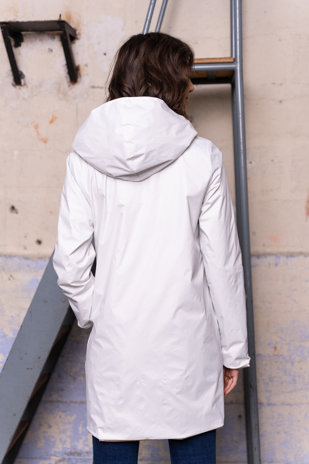 LAURA JO - Imperméable réversible léger GARANCE LONG - Blanc/Doré