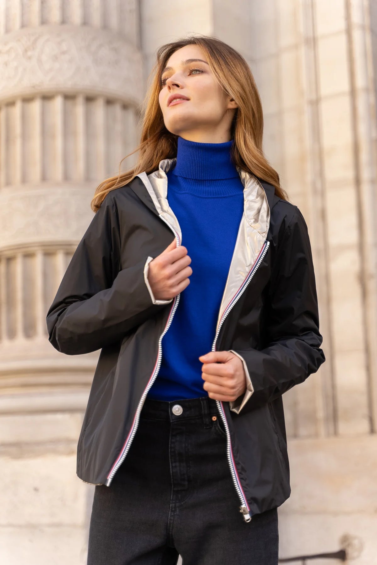 LAURA JO - Imperméable réversible léger GARANCE COURT - Noir/Doré