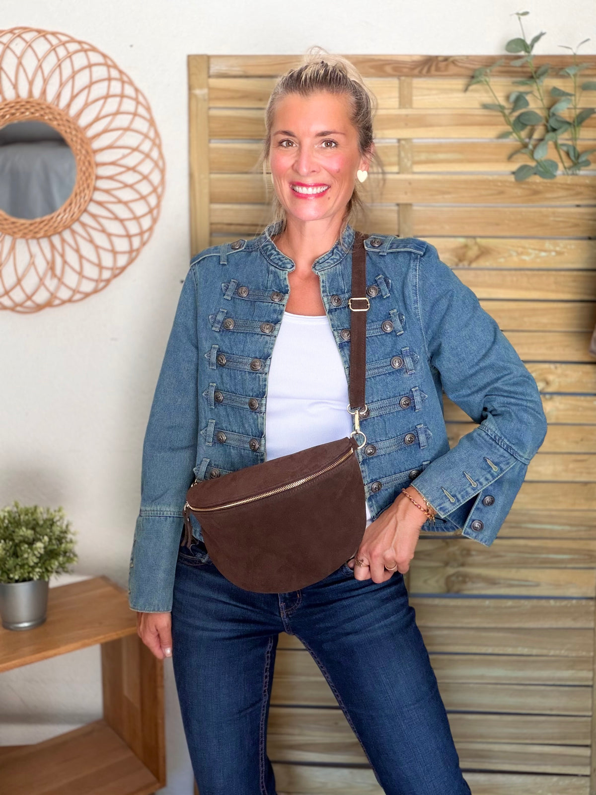 Veste officier courte en jean NAPOLÉON - Bleu Jean • DÉSTOCKAGE