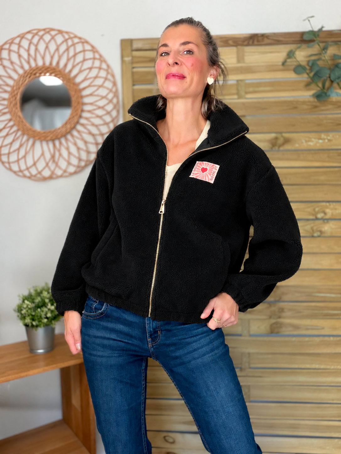 ⚡️ARRIVAGE • Veste teddy Sherpa zippée « Soleil » DORO Noir