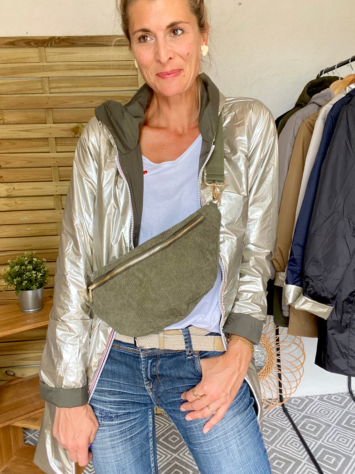 Sac banane XL velours côtelé Ciao Boum - IVY - Kaki