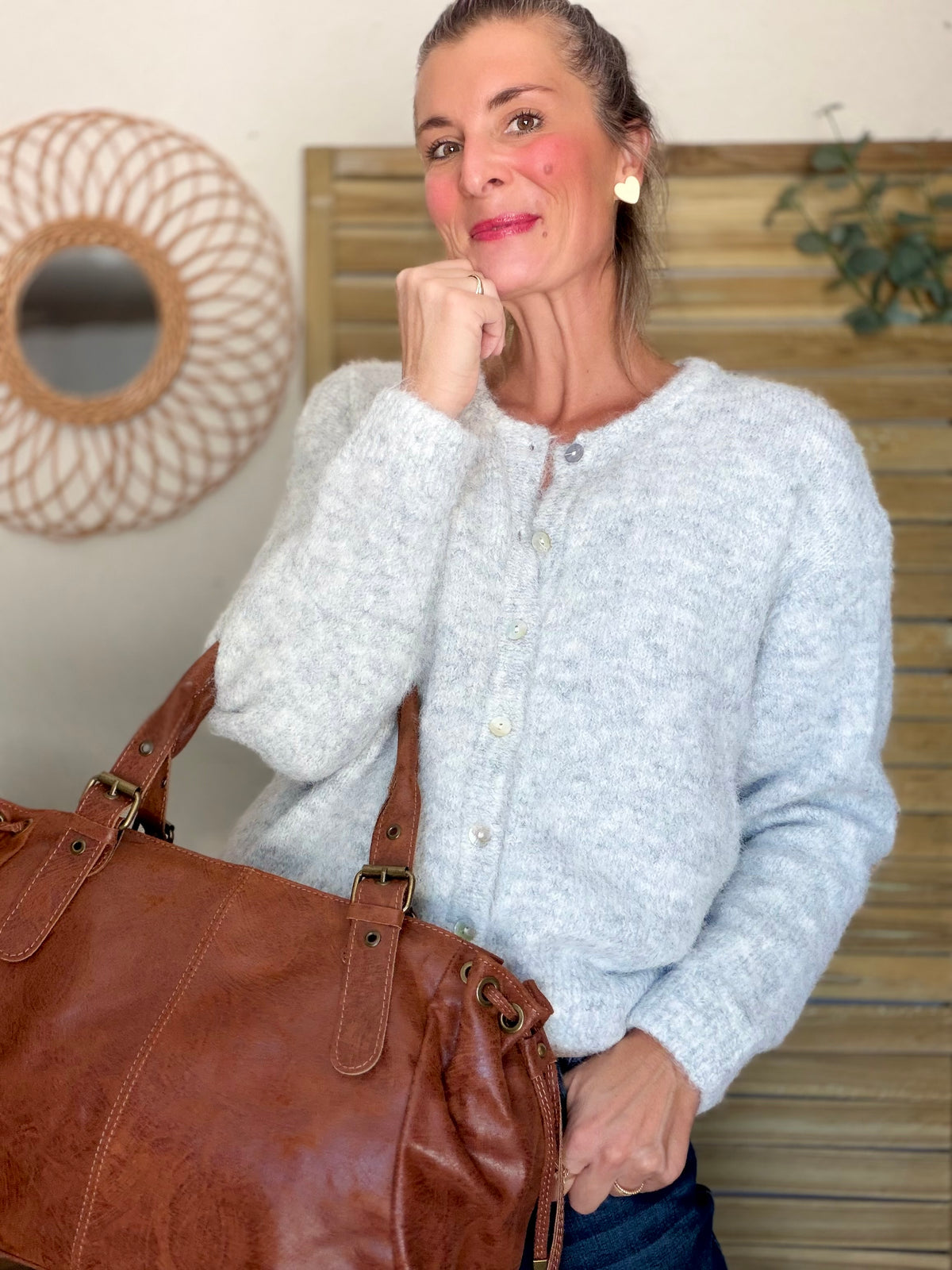 Gilet en maille MERYL - Gris chiné