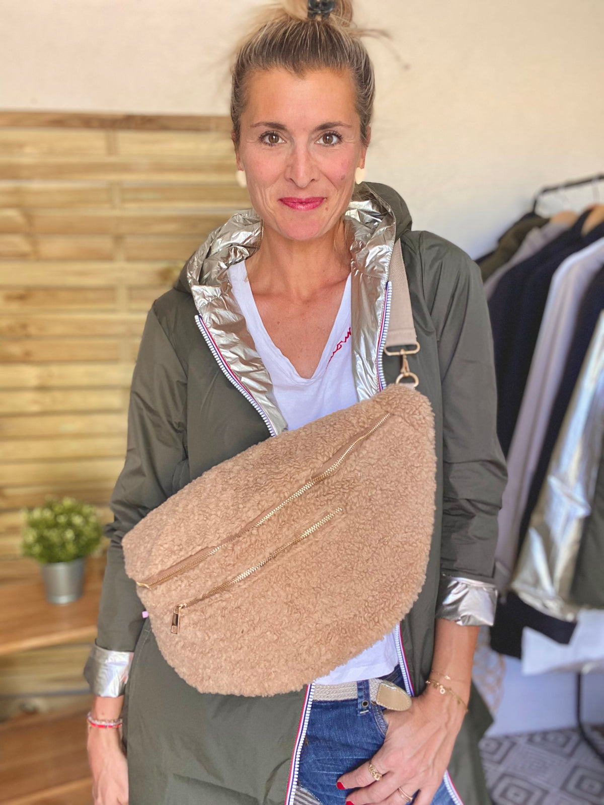 Sac banane XXL Moumoute Ciao Boum CASSIE -  Beige Taupe
