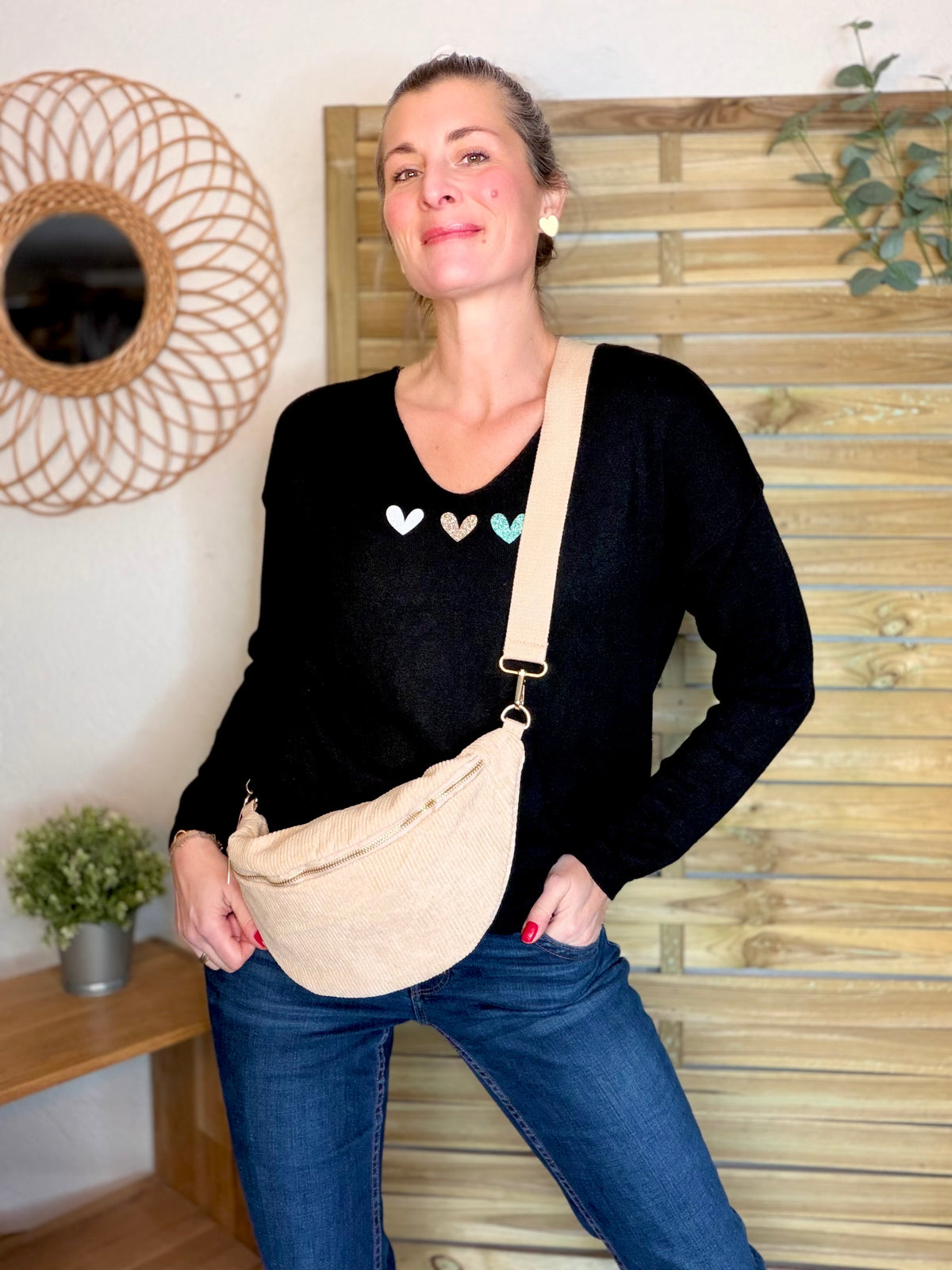 Pull fin 3 cœurs 💛 BERTILLE - Noir - FIN DE SÉRIE