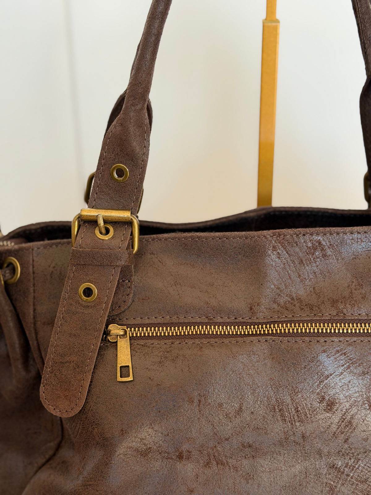 Sac cabas XL en cuir vieilli • COOPER Chocolat