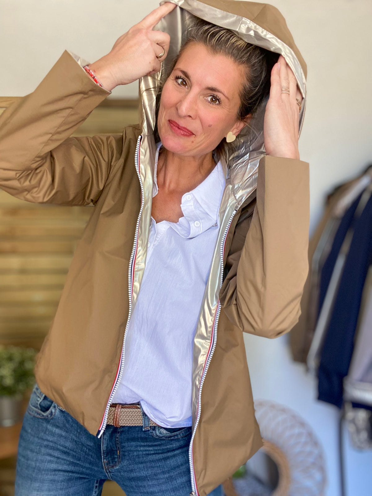 LAURA JO - Imperméable réversible GARANCE COURT léger - Camel/Doré