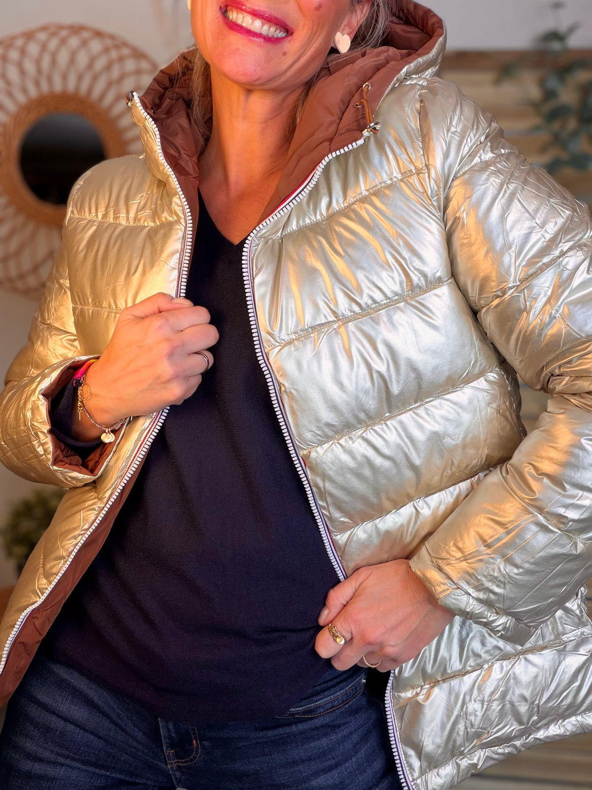 Doudoune imperméable réversible ANGÈLE COURT - Rouille choco - MELYA MELODY