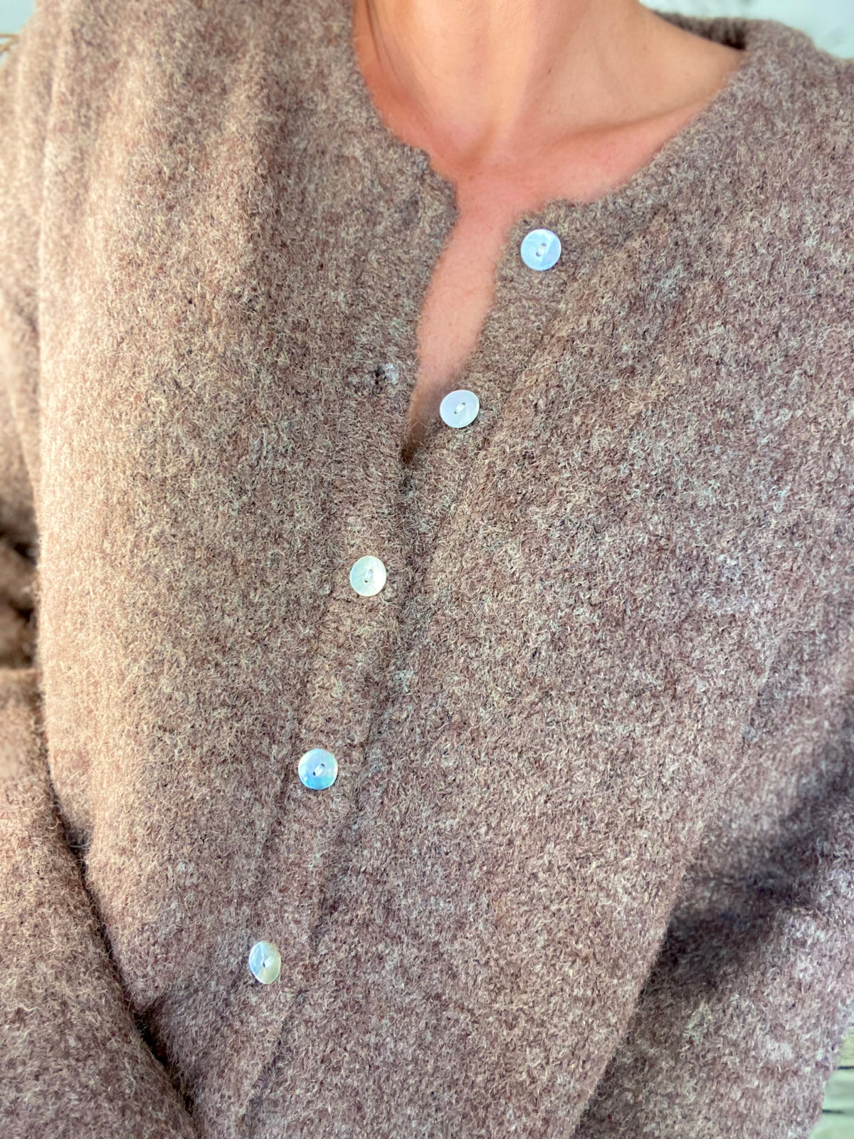 Gilet en maille MERYL - Chocolat chiné (noisette)