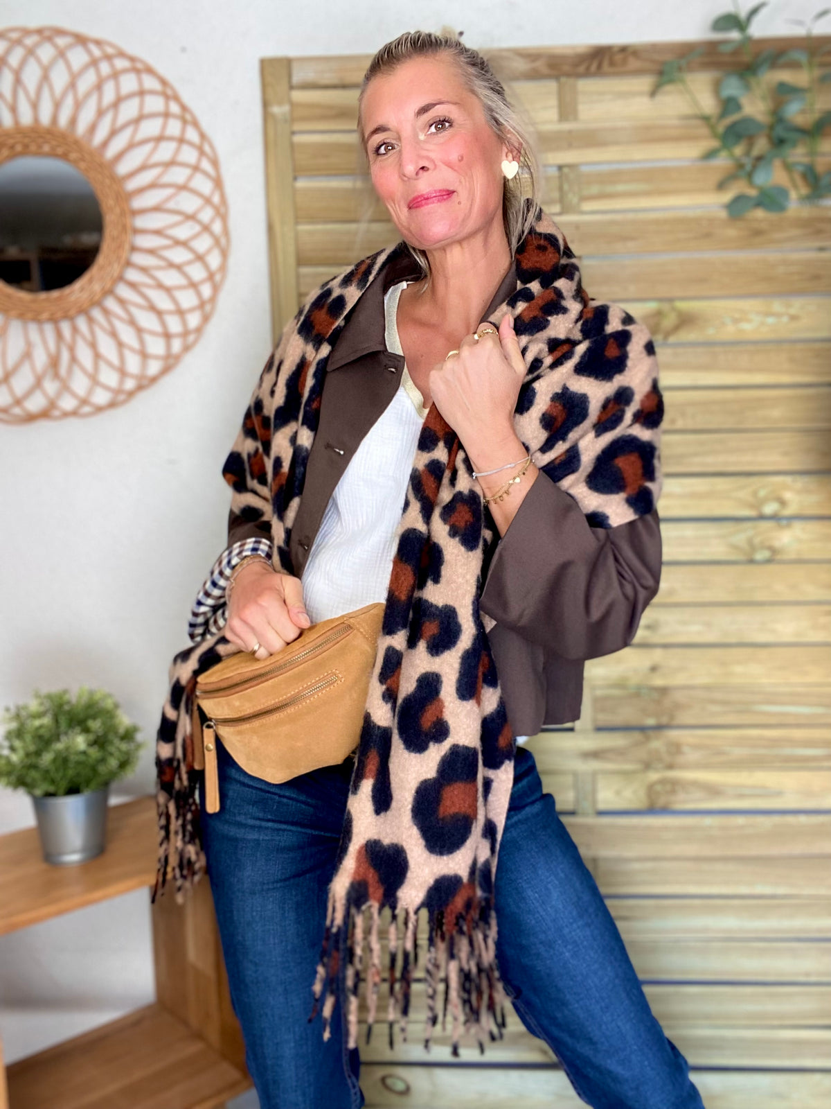 Veste Trench en coton, revers carreaux - YSEULT court Chocolat