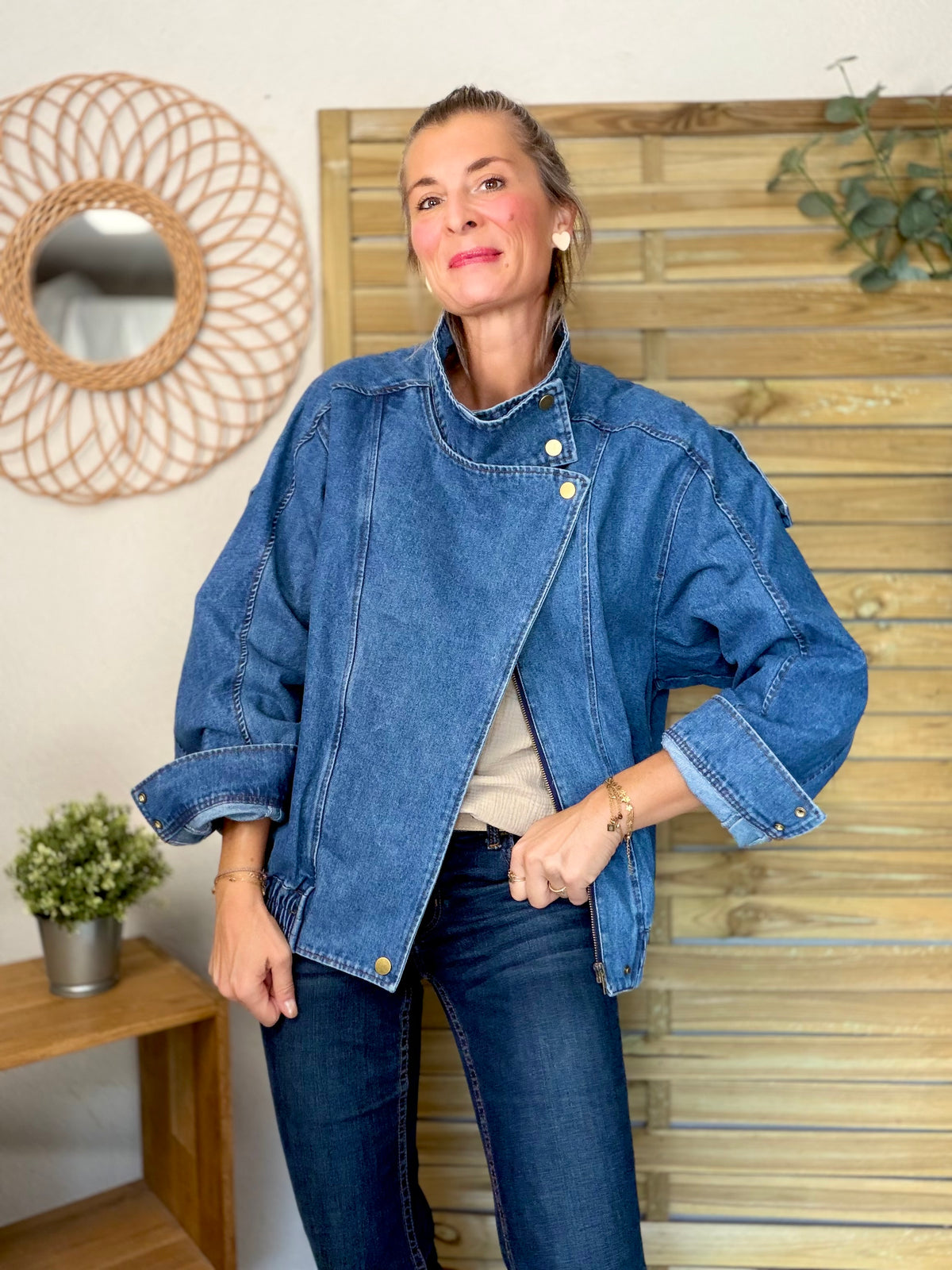 ⚡️ ARRIVAGE • Veste en jean oversized col montant ARIANE