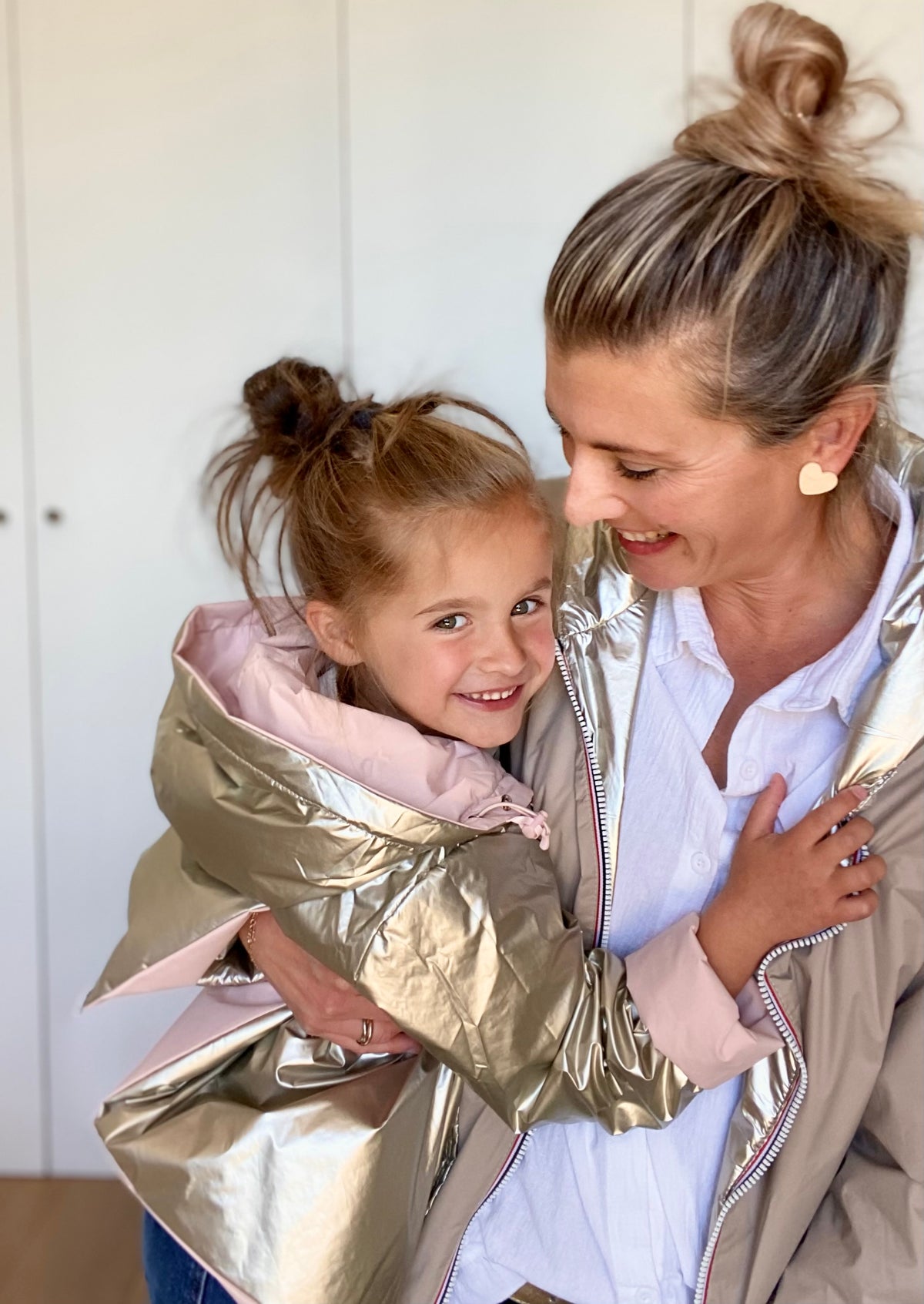 Imperméable réversible rembourré LOUISON KIDS enfant (mixte) - Rose clair / Doré