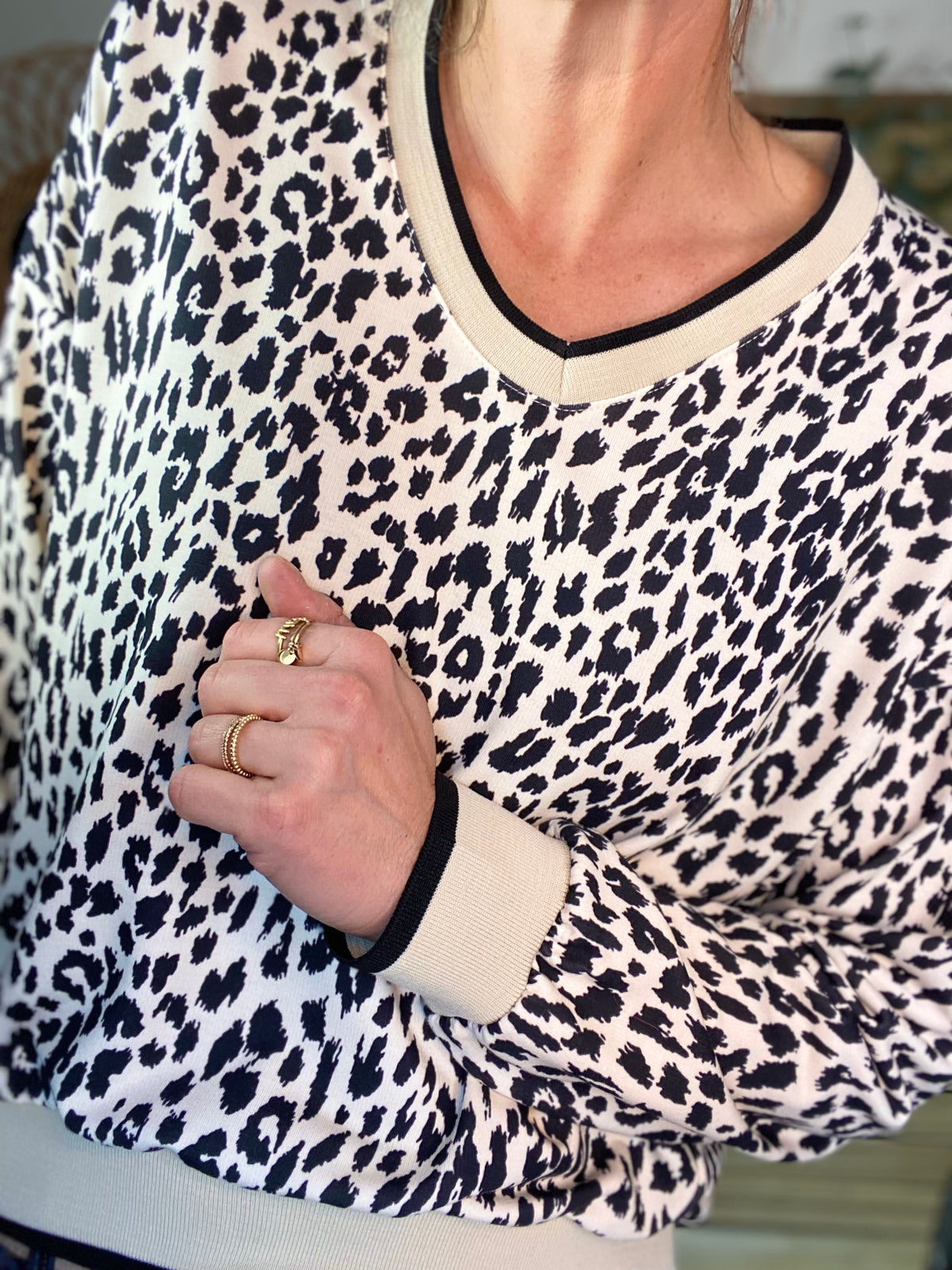 Sweat imprimé Léo 🐆 AMANDINE - Noir