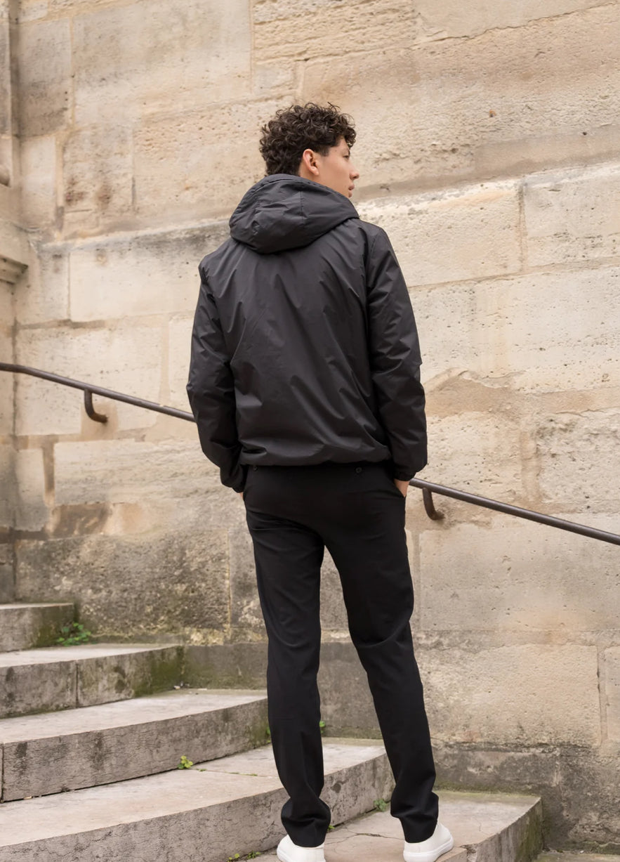LAURA JO - Parka Imperméable Homme LOUIS* COURT  Noir / sherpa écru