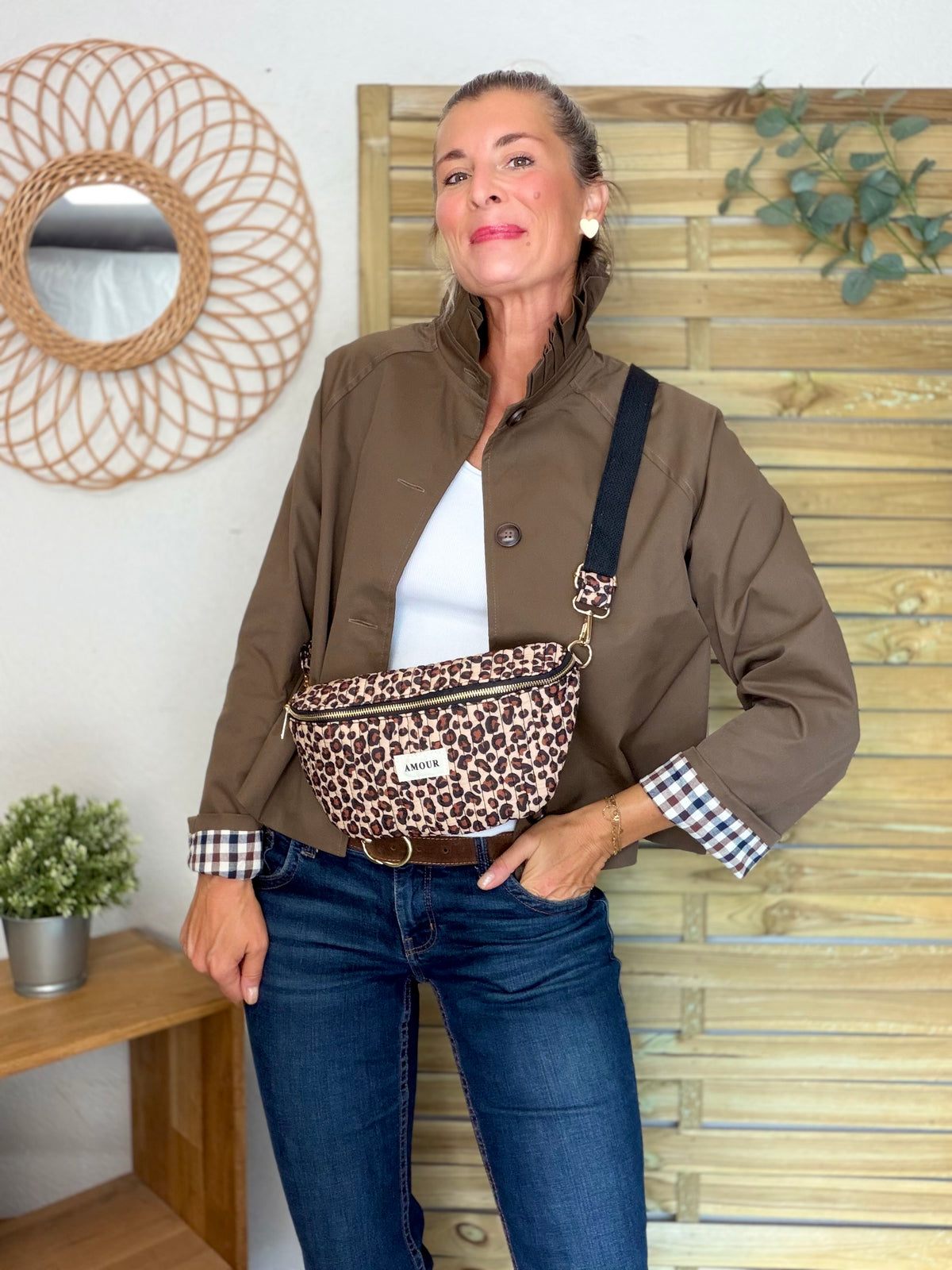 Veste Trench col victorien, revers carreaux - VICKY Café