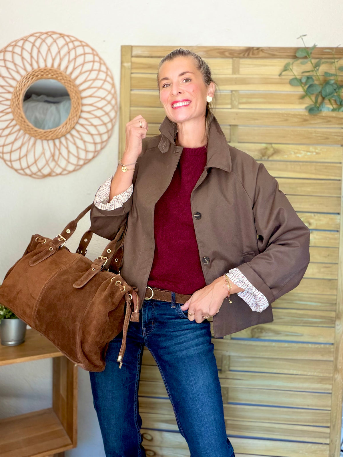 Sac cabas XL en cuir daim • JASPER Café