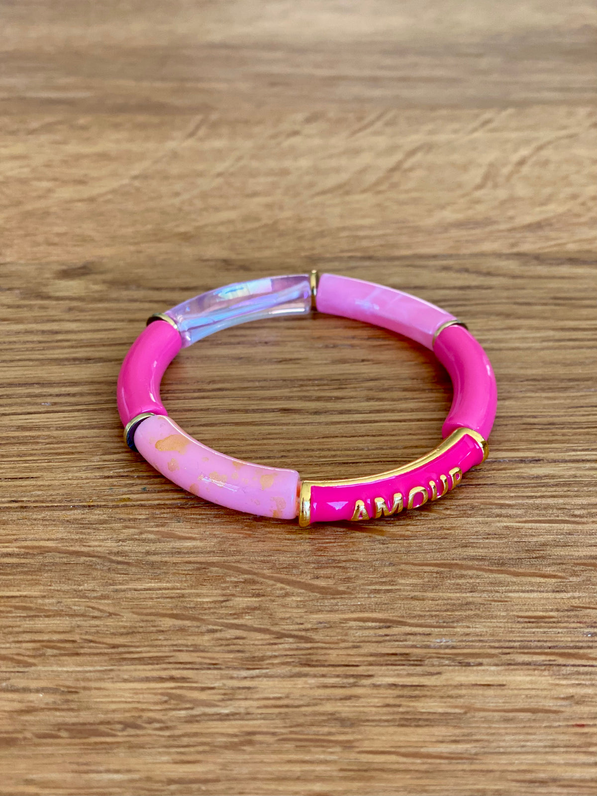 Bracelet élastique en résine multicolore Amour - ELLA (12 coloris au choix)