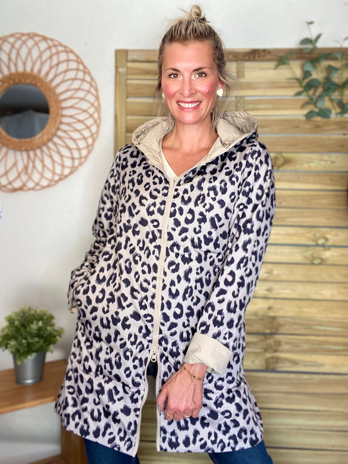LAURA JO - Imperméable réversible rembourré LOUISON LONG - Beige / Léo