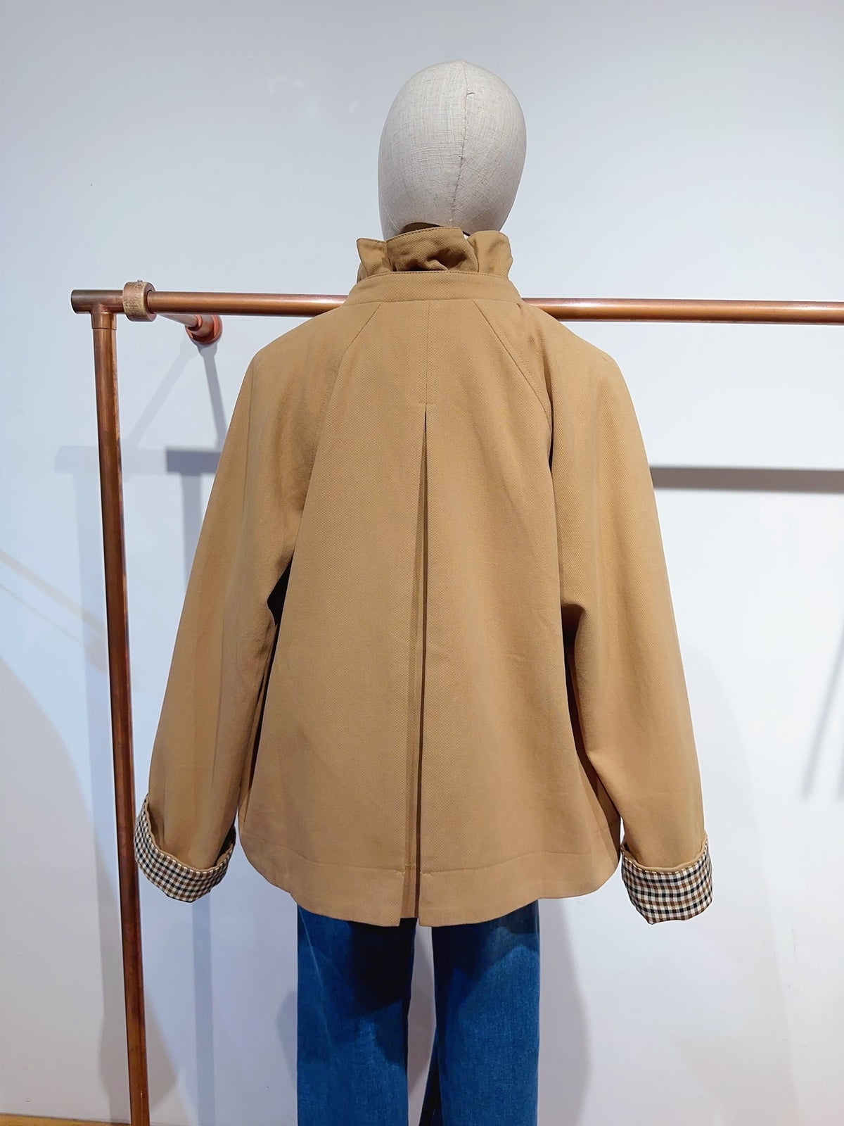 Veste toile coton col victorien avec vichy - GABY