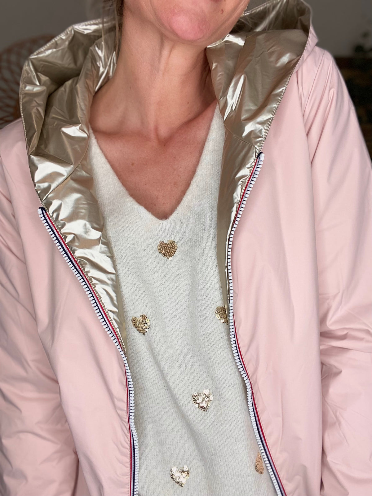 LAURA JO - Imperméable réversible rembourré LOUISON COURT - Rose/Doré