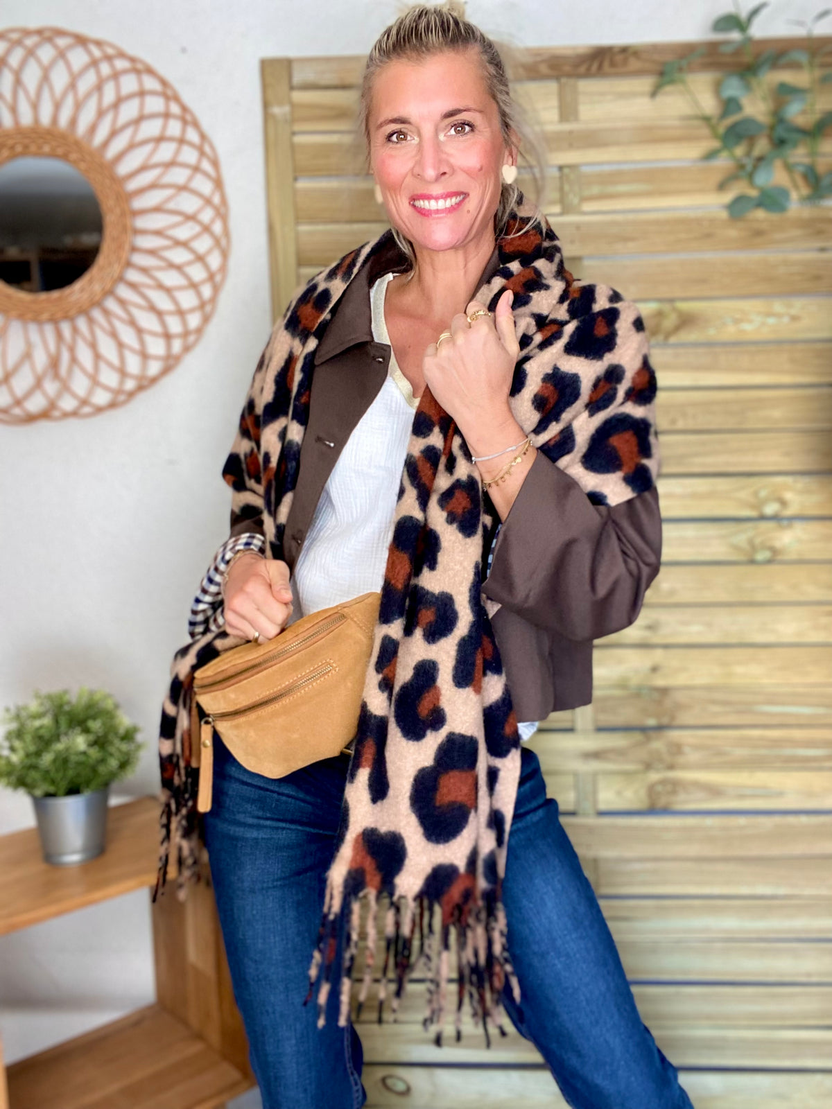 Écharpe douce MARTINE - Léo Beige 🐆