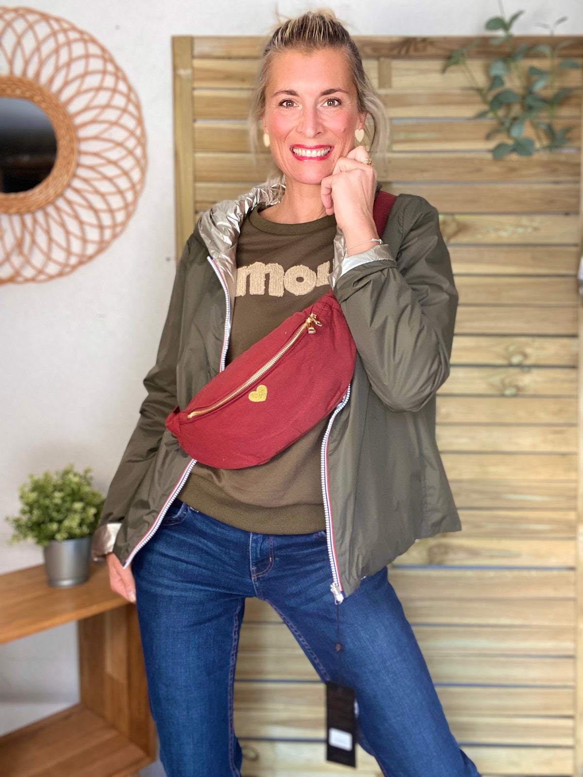 Sweat amour DORIA - Kaki / Beige