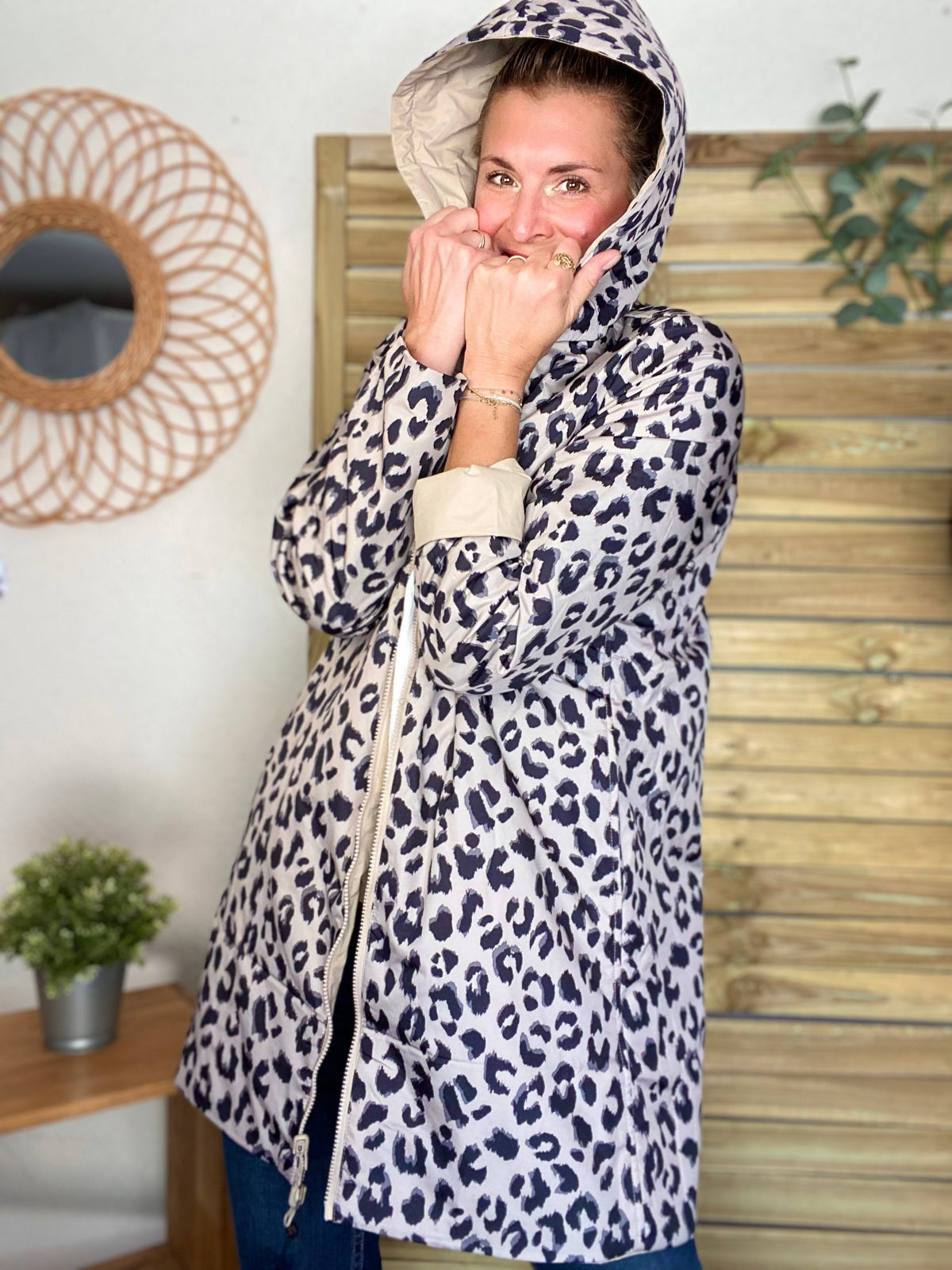 LAURA JO - Imperméable réversible rembourré LOUISON LONG - Beige / Léo