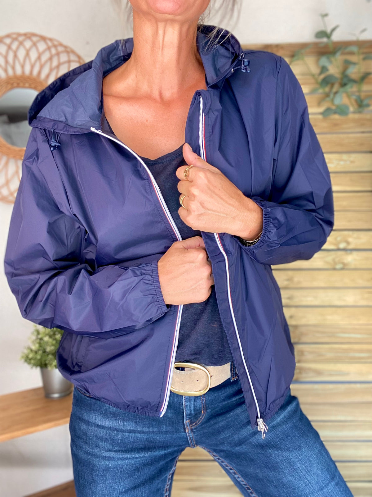 LAURA JO - Coupe vent imperméable ANNA COURT Bleu marine