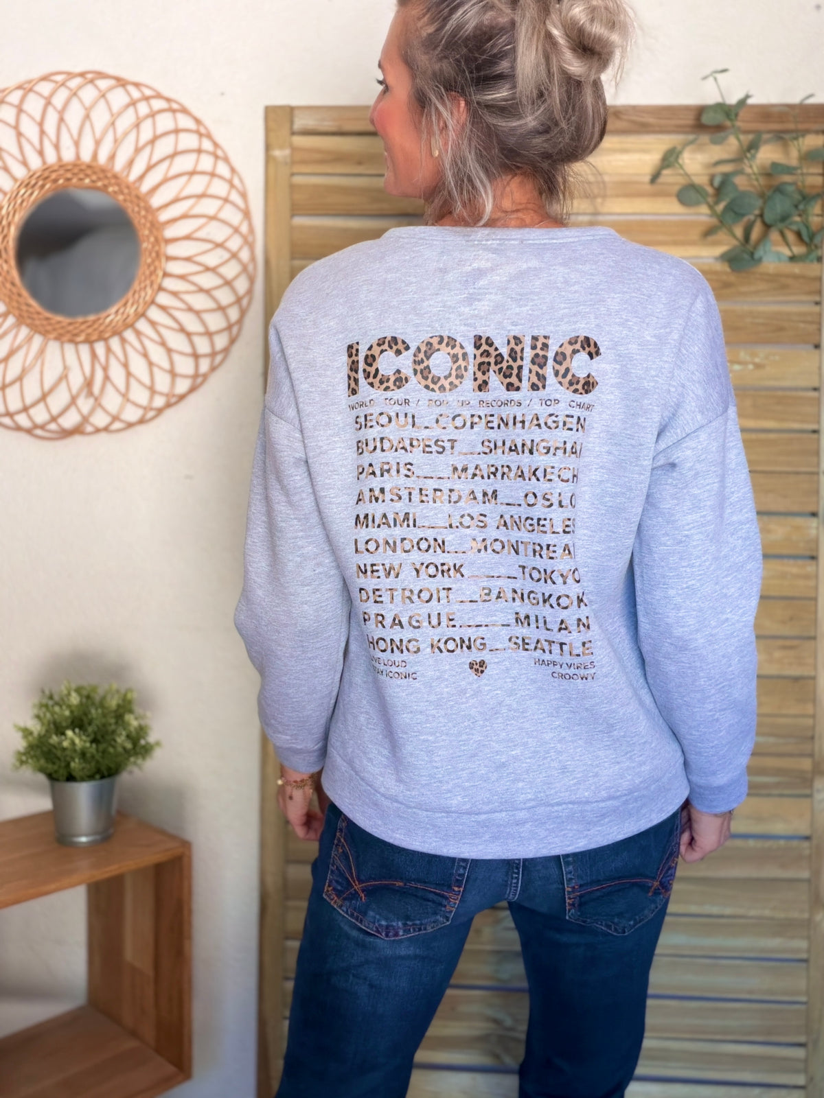 Sweat ICONIC Léo molleton ISALINE - Gris