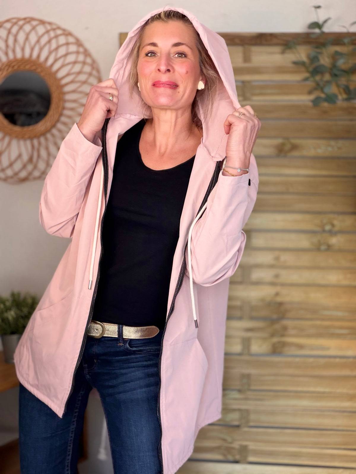 Veste Coupe vent long LESLIE - Rose clair - FIN DE SÉRIE