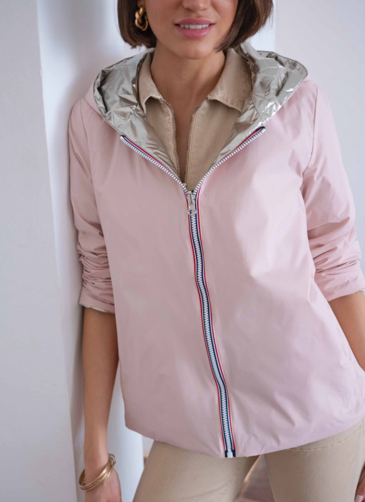 LAURA JO - Imperméable réversible rembourré LOUISON COURT - Rose/Doré