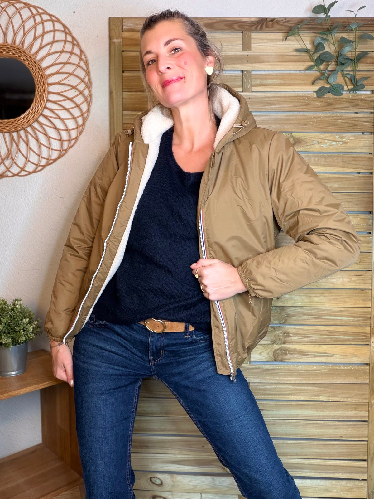 LAURA JO - Parka Imperméable LOUISE COURT sherpa - Camel