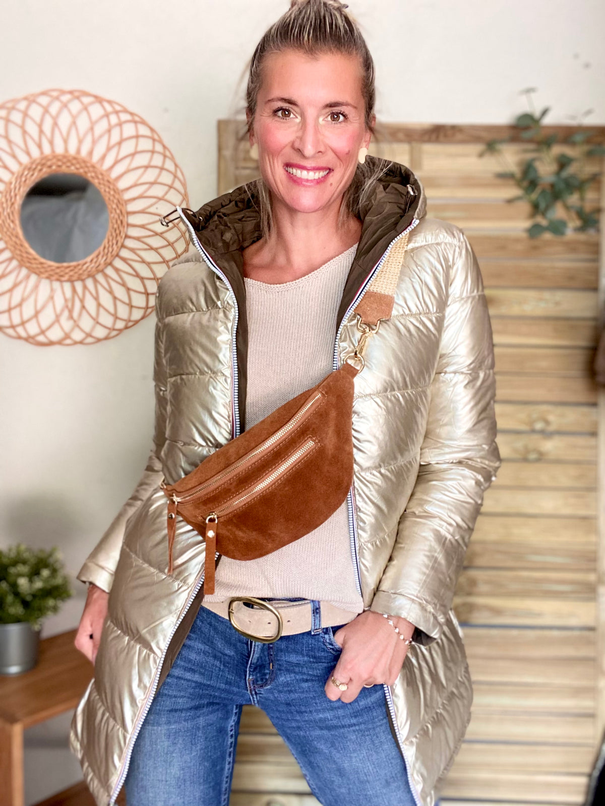 Doudoune imperméable réversible ANGÈLE LONG - Kaki - MELYA MELODY