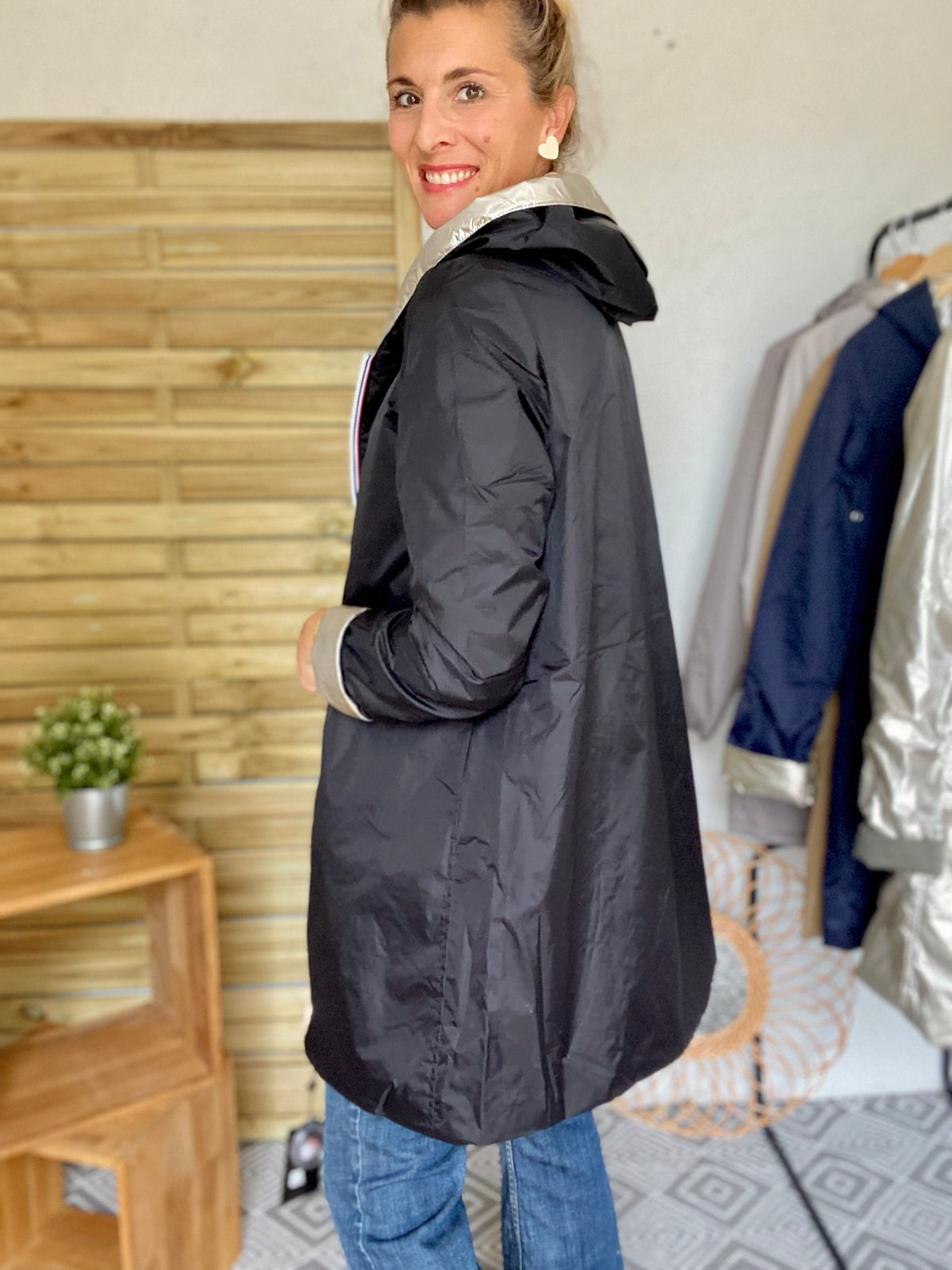 LAURA JO - Imperméable réversible rembourré LOUISON LONG - Noir/Doré