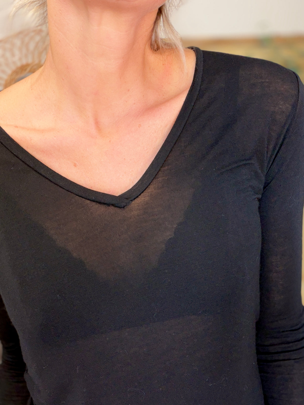 Top cachemire seconde peau manches longues ALBA Noir