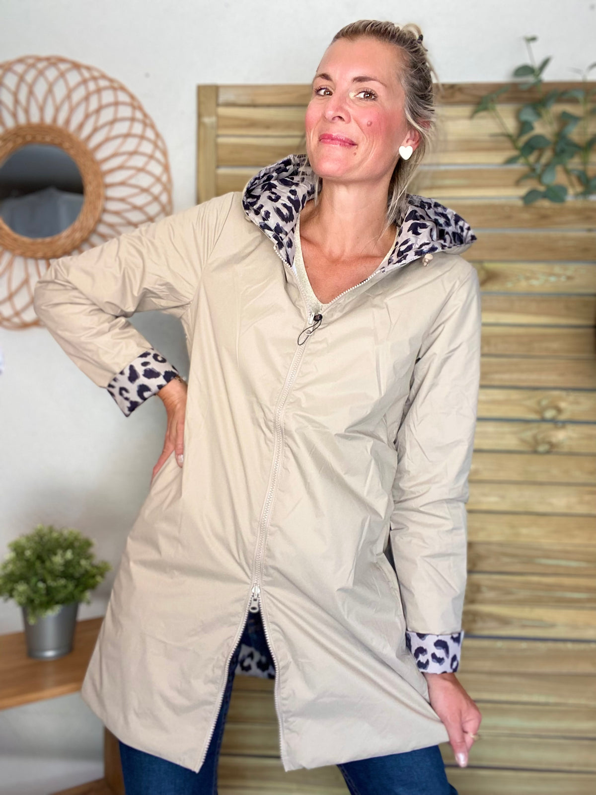 LAURA JO - Imperméable réversible rembourré LOUISON LONG - Beige / Léo