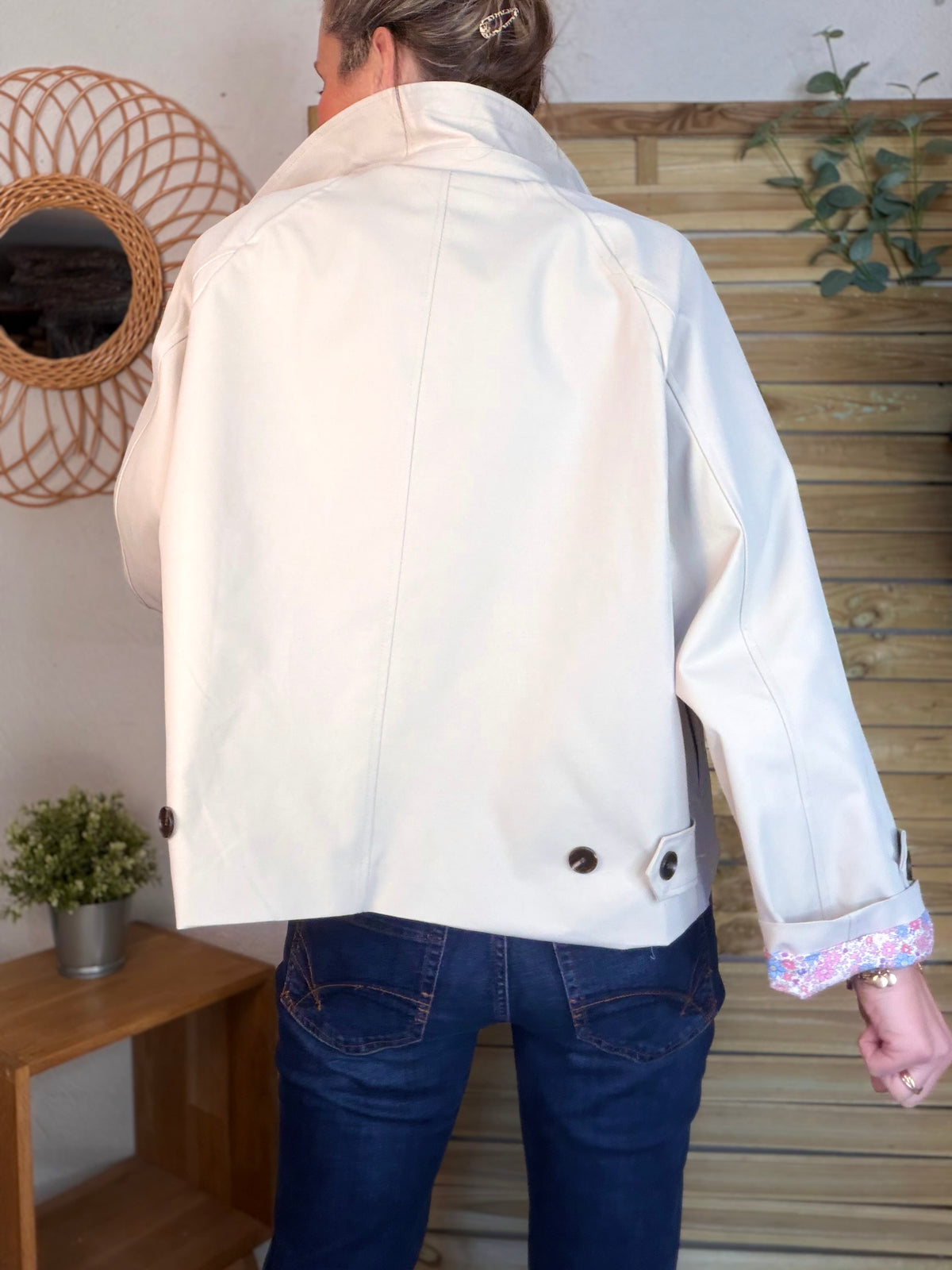 Veste Trench avec Liberty - MADELEINE Beige - FIN DE SÉRIE