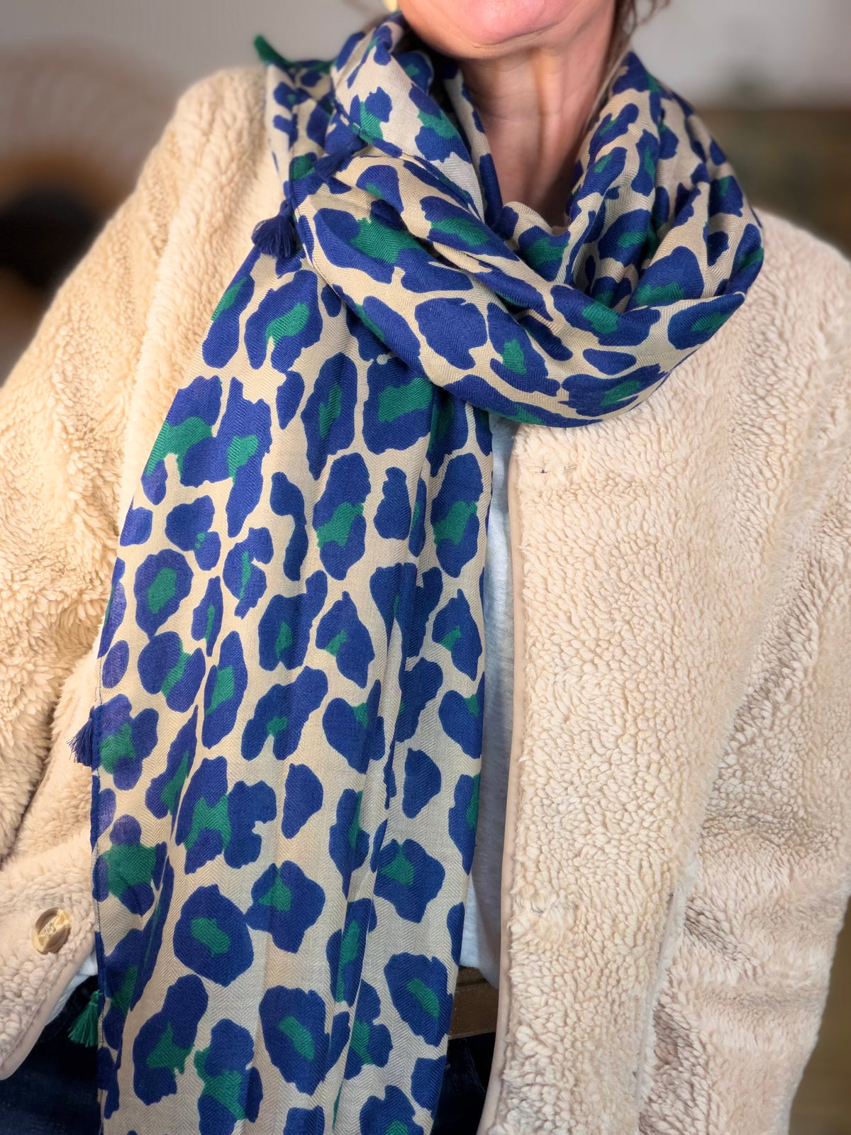 Foulard Léo CLEM - Bleu roi / vert 🐆