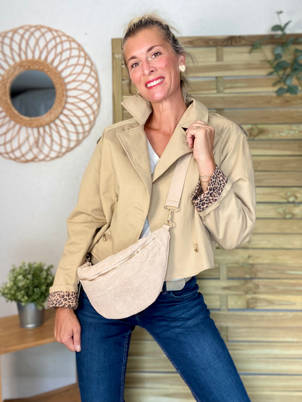 Veste Trench en coton beige avec Léo ROXANE