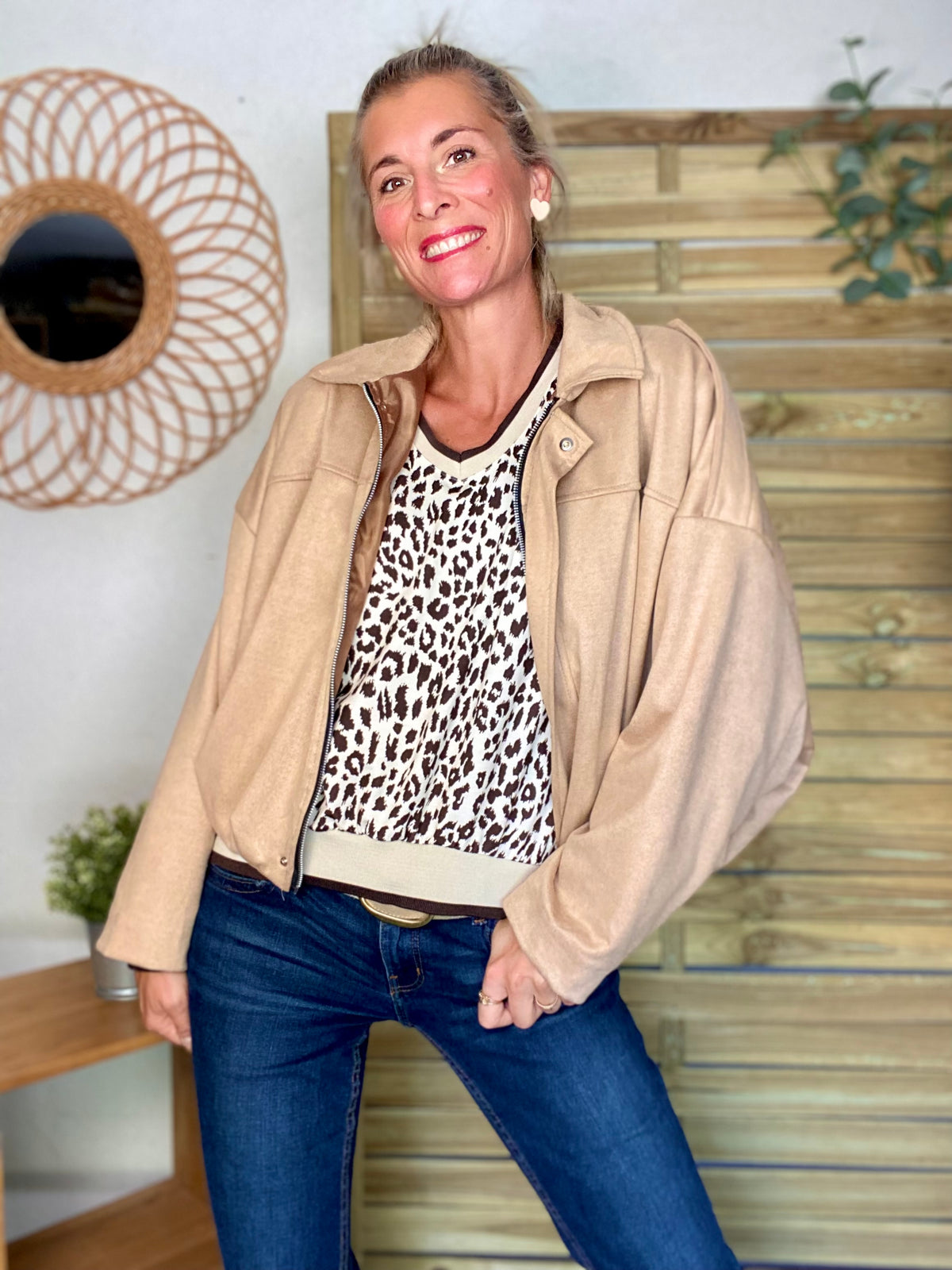 Sweat imprimé Léo 🐆 AMANDINE - Chocolat