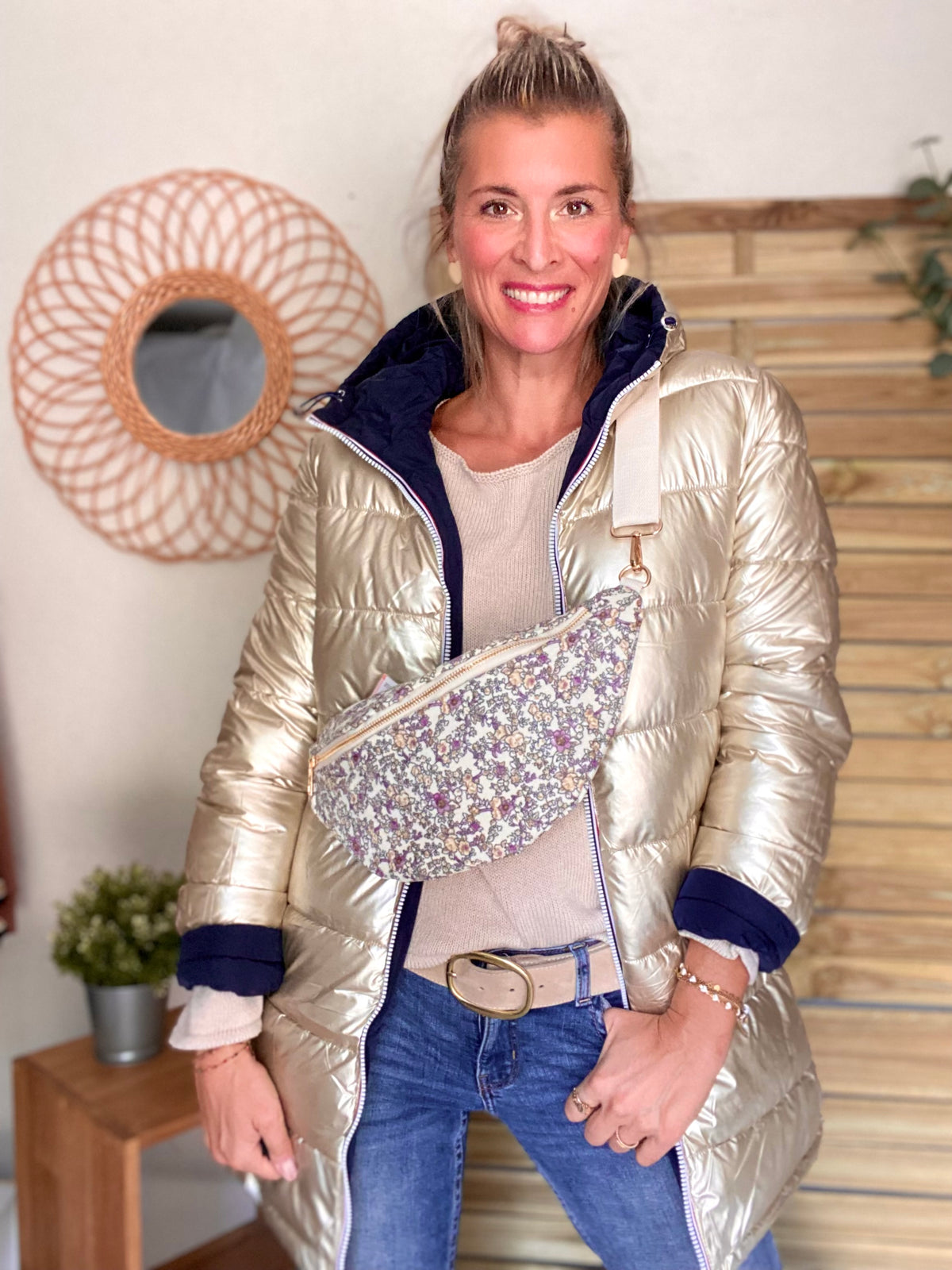 Doudoune imperméable réversible ANGÈLE LONG - Bleu marine - MELYA MELODY