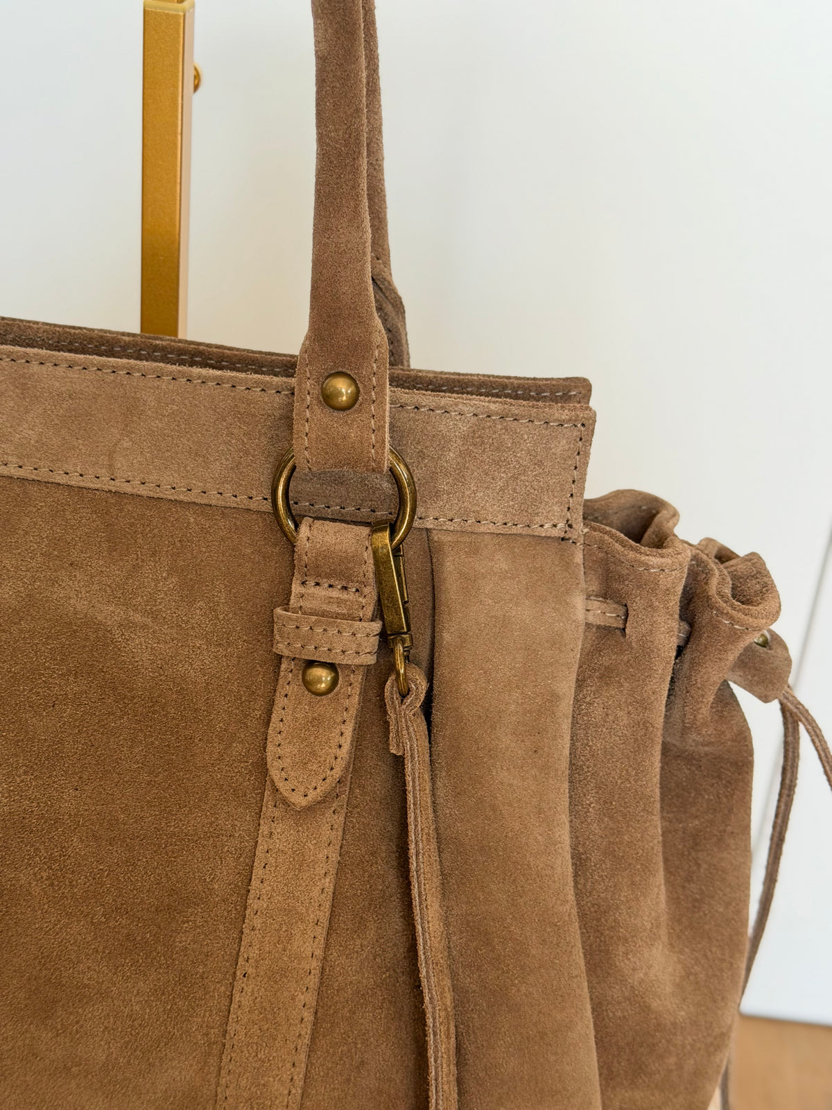 Sac cabas XL en cuir daim • PARKER Taupe